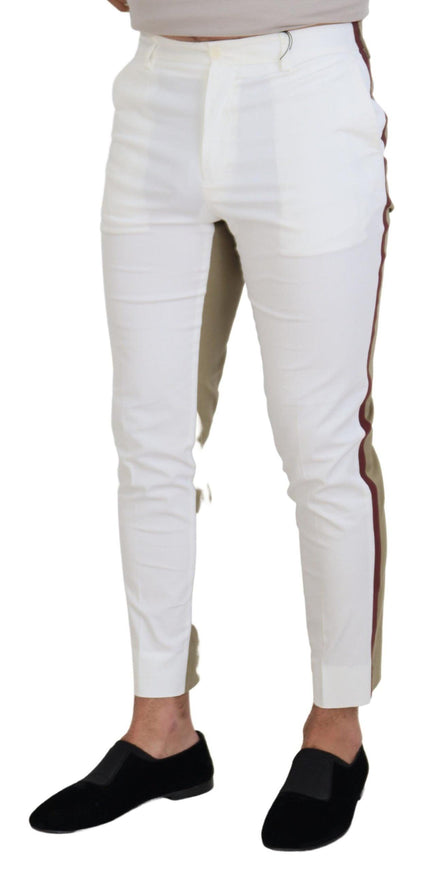 Dolce & Gabbana White Brown Slim Fit Chino Pants - Ellie Belle