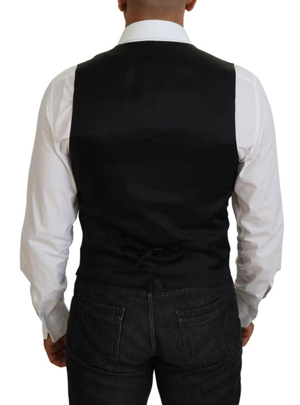 Dolce & Gabbana Men's Black Virgin Wool Waistcoat Formal Vest - Ellie Belle