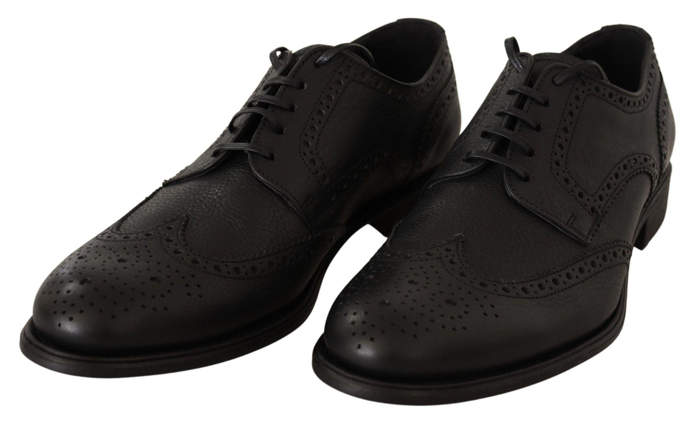 Dolce & Gabbana Black Leather Oxford Wingtip Formal Dress Shoes - Ellie Belle