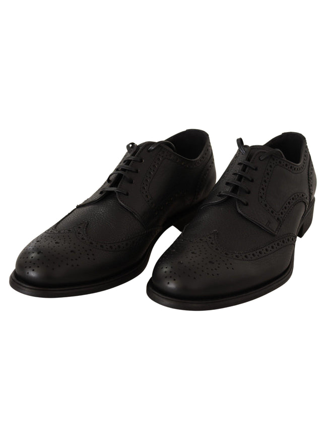 Dolce & Gabbana Black Leather Oxford Wingtip Formal Dress Shoes - Ellie Belle