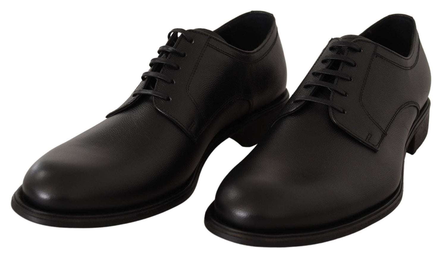 Dolce & Gabbana Black Leather Lace Up Mens Formal Derby Shoes - Ellie Belle