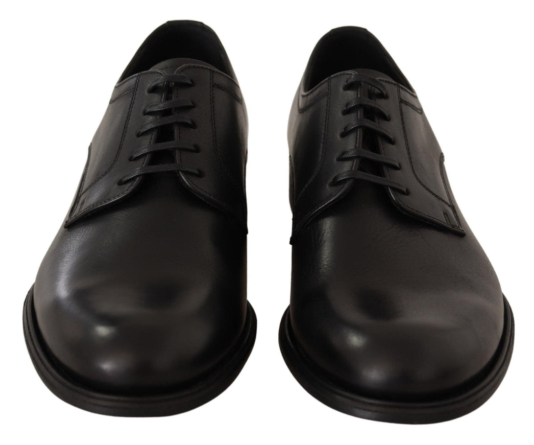 Dolce & Gabbana Black Leather Lace Up Mens Formal Derby Shoes - Ellie Belle