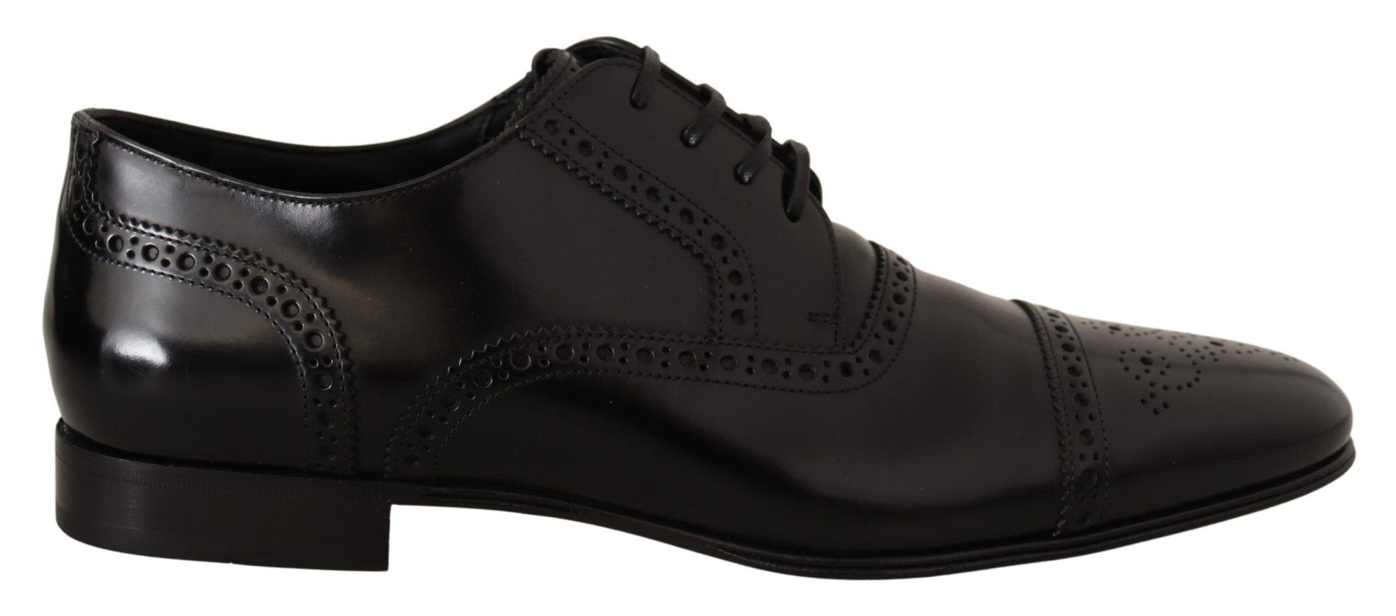 Dolce & Gabbana Black Leather Oxford Wingtip Formal Dress Shoes - Ellie Belle