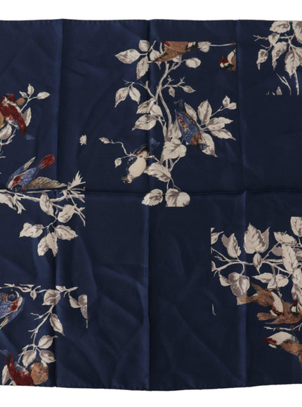 Dolce & Gabbana Blue Floral Silk Square Handkerchief Scarf - Ellie Belle