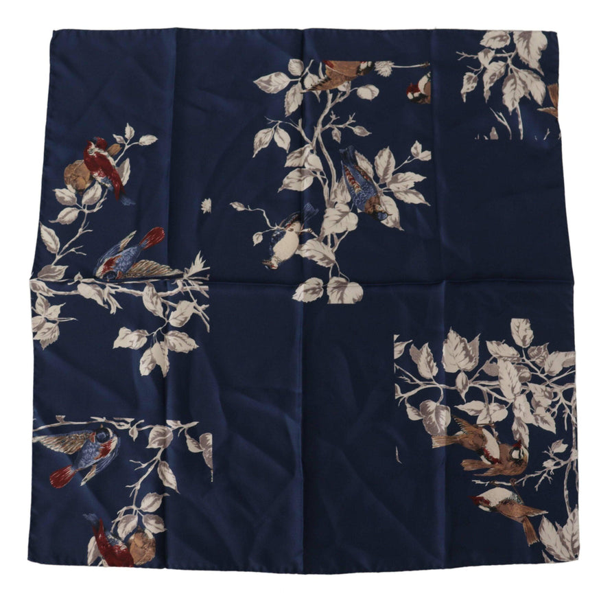 Dolce & Gabbana Blue Floral Silk Square Handkerchief Scarf - Ellie Belle