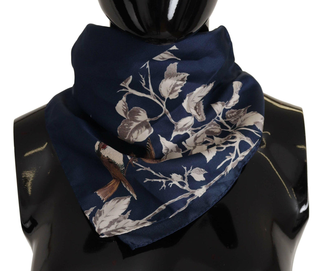 Dolce & Gabbana Blue Floral Silk Square Handkerchief Scarf - Ellie Belle