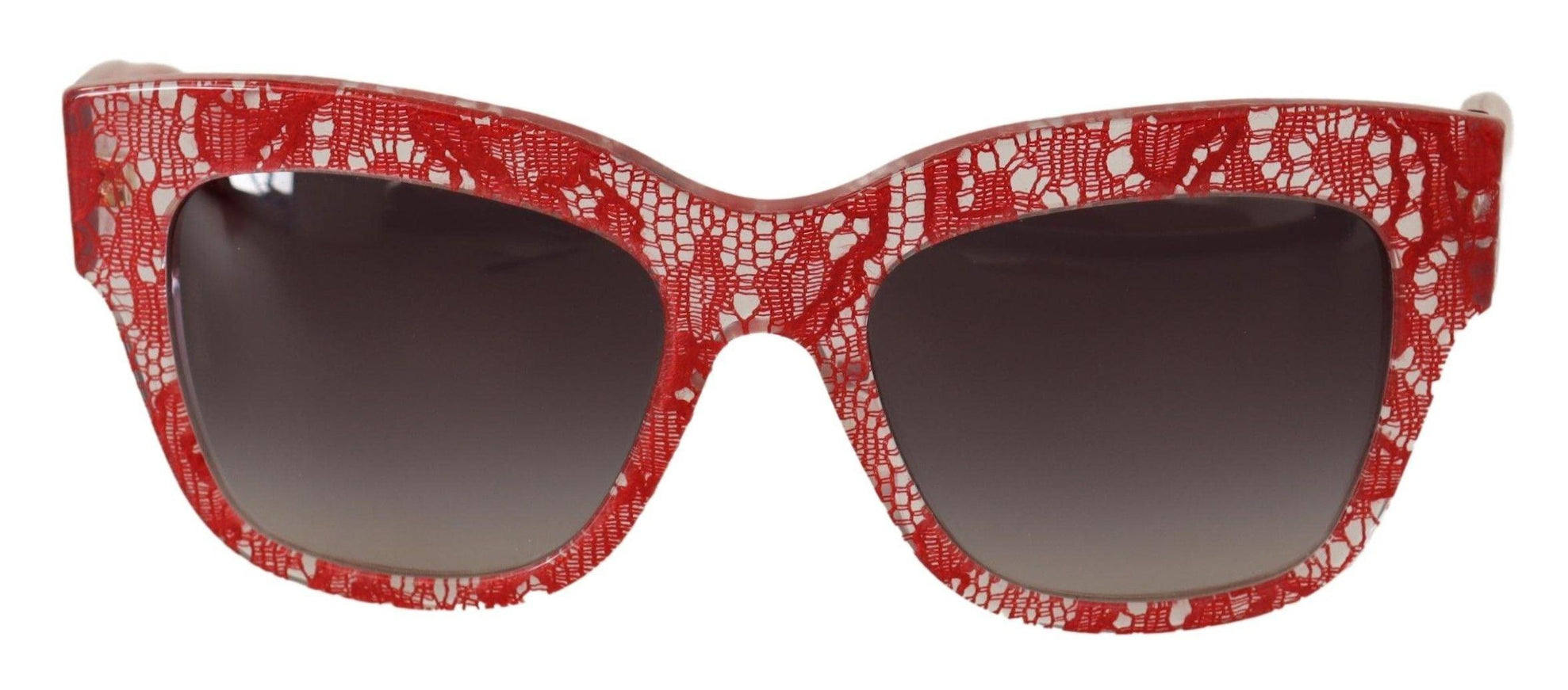 Dolce & Gabbana Red Lace Acetate Rectangle Shades Sunglasses - Ellie Belle