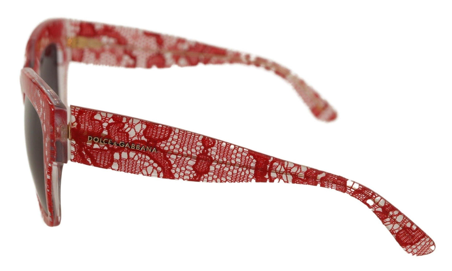 Dolce & Gabbana Red Lace Acetate Rectangle Shades Sunglasses - Ellie Belle