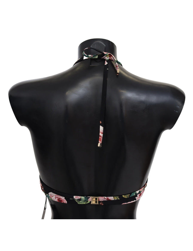 Dolce & Gabbana Black Roses Print Swimsuit Beachwear Bikini Tops - Ellie Belle