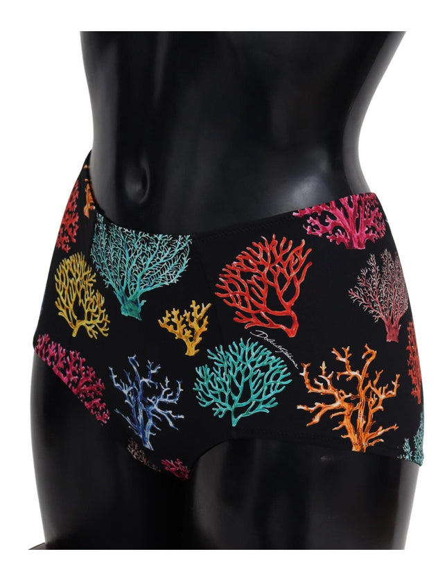 Dolce & Gabbana Black Coral Print Swimwear Beachwear Bikini Bottom - Ellie Belle