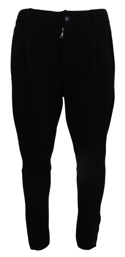 Dolce & Gabbana Black Solid Men Tapered Pants - Ellie Belle