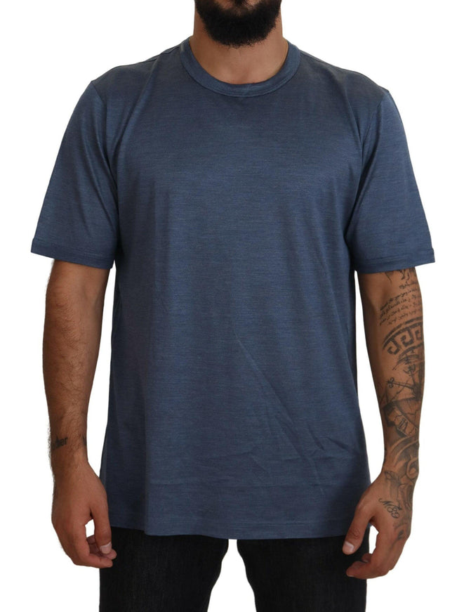 Dolce & Gabbana Blue Silk Men Short Sleeve Tops T-shirt - Ellie Belle