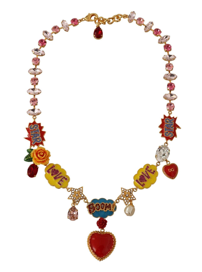 Dolce & Gabbana Gold Cartoon Love Star Boom Crystals Chain Necklace - Ellie Belle