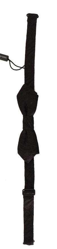 Dolce & Gabbana Black 100% Silk Adjustable Neck Papillon Tie - Ellie Belle