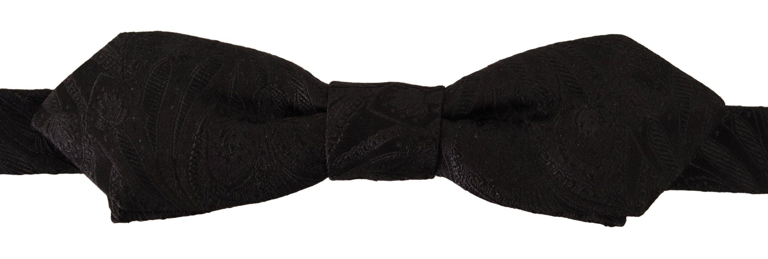 Dolce & Gabbana Black 100% Silk Adjustable Neck Papillon Tie - Ellie Belle