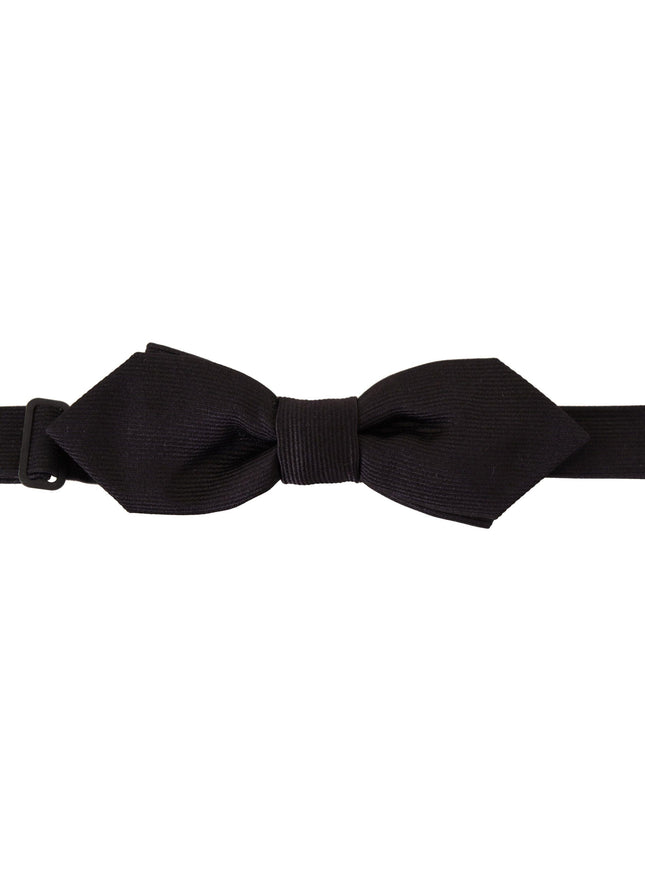 Dolce & Gabbana Black 100% Silk Adjustable Neck Papillon Tie - Ellie Belle