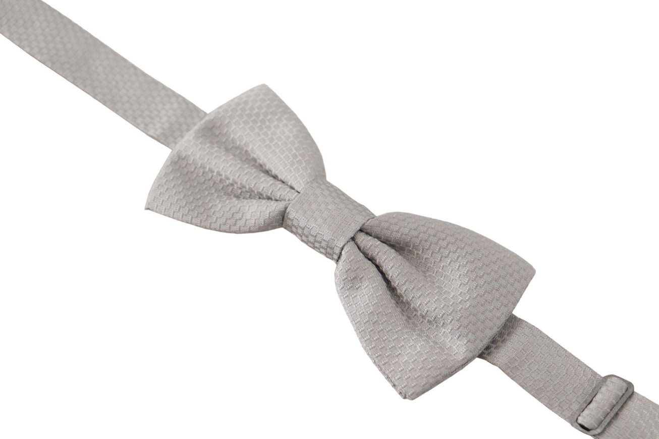 Dolce & Gabbana Gray 100% Silk Adjustable Neck Papillon Tie - Ellie Belle