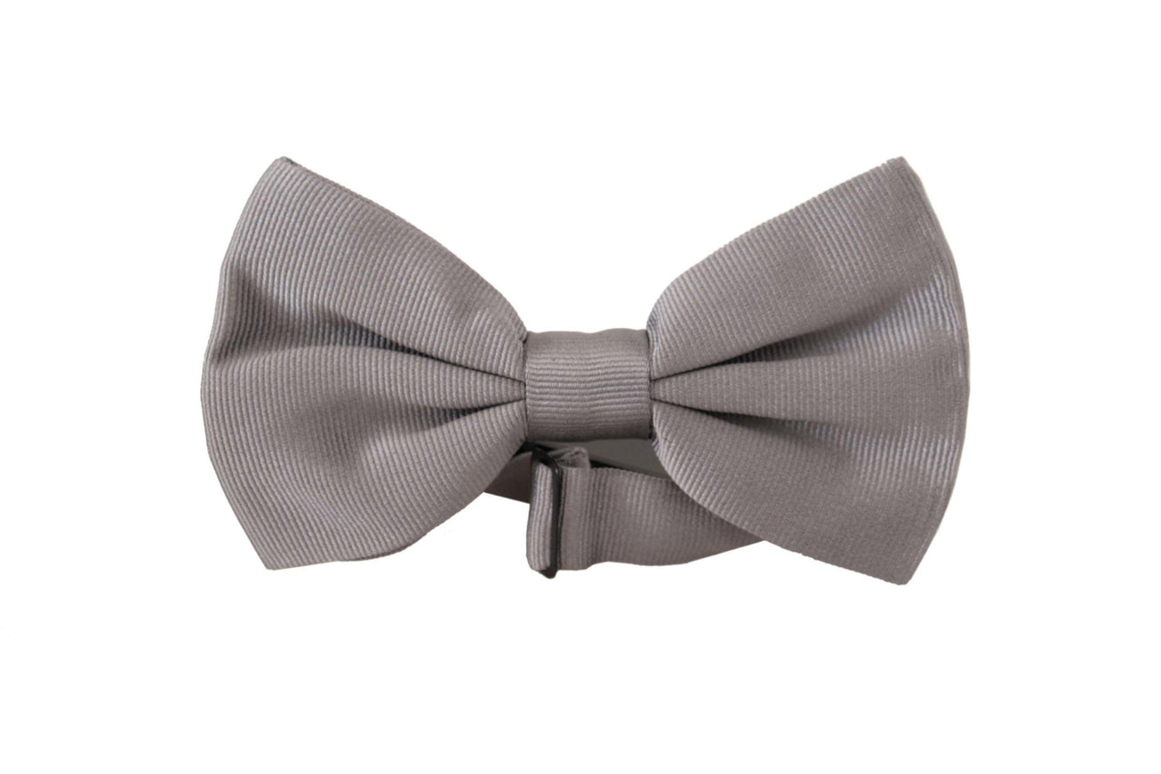 Dolce & Gabbana Gray 100% Silk Adjustable Neck Papillon Tie - Ellie Belle