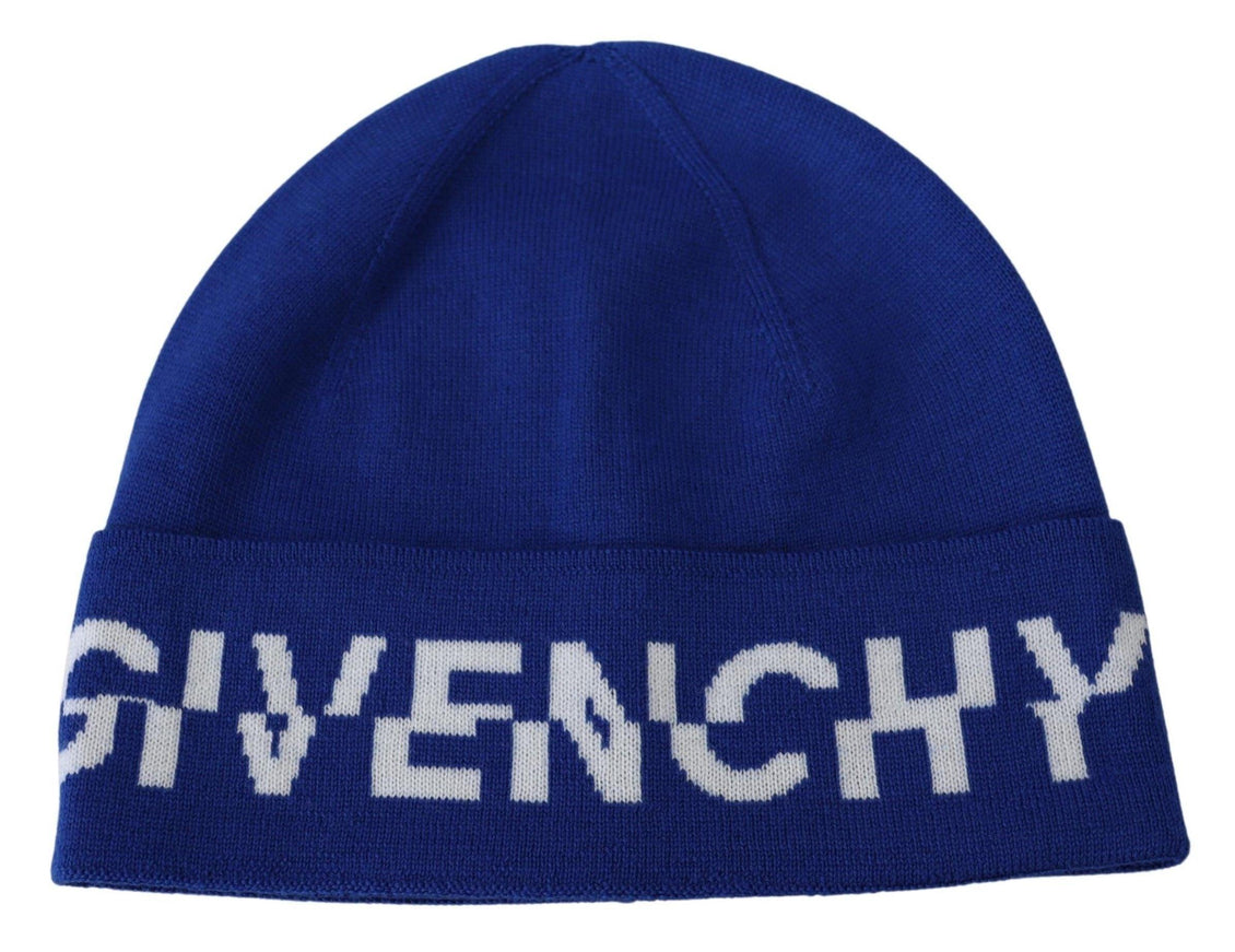 Givenchy Blue Wool Unisex Winter Warm Beanie Hat - Ellie Belle