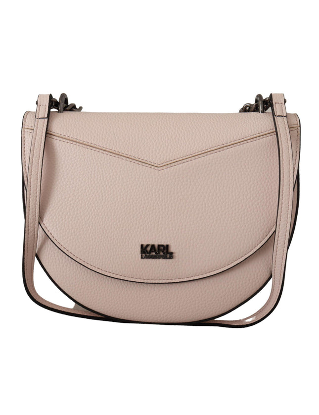 Karl Lagerfeld Light Pink Mauve Leather Shoulder Bag - Ellie Belle