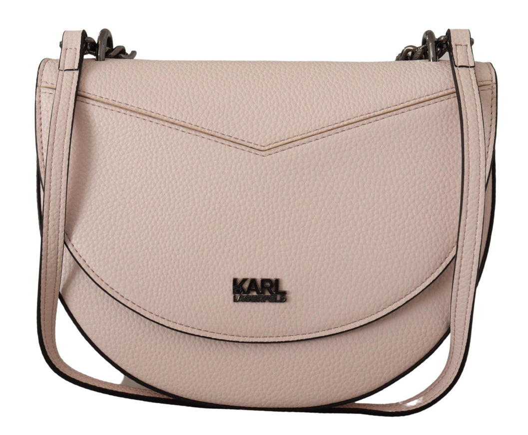 Karl Lagerfeld Light Pink Mauve Leather Shoulder Bag - Ellie Belle