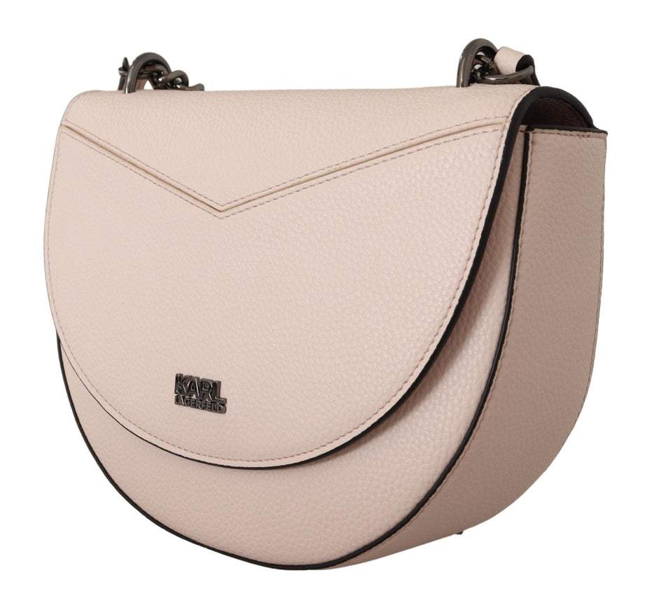 Karl Lagerfeld Light Pink Mauve Leather Shoulder Bag - Ellie Belle