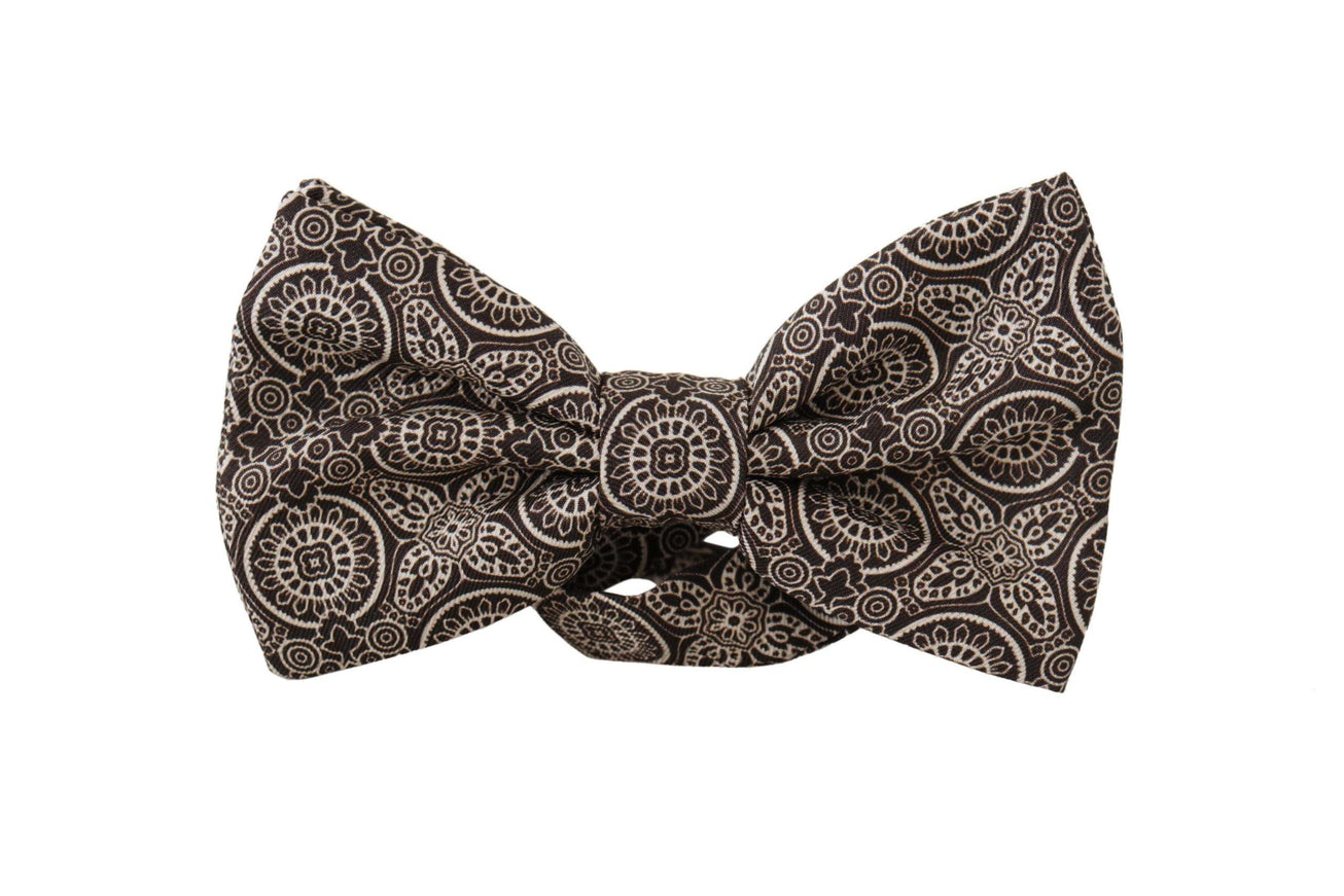 Dolce & Gabbana Black white 100% Silk Adjustable Neck Papillon Tie - Ellie Belle