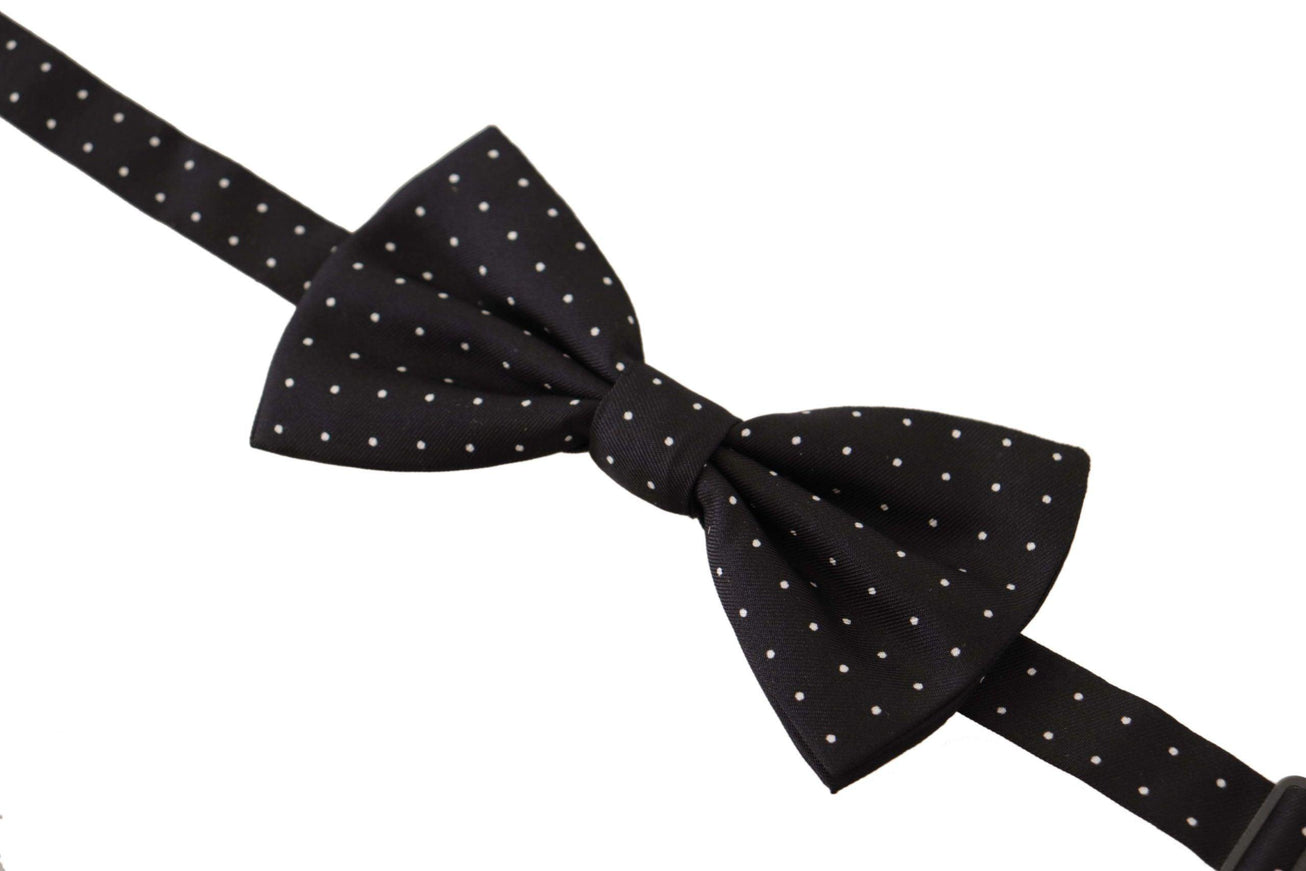 Dolce & Gabbana Black White Polka Dot 100% Silk Neck Papillon Tie - Ellie Belle