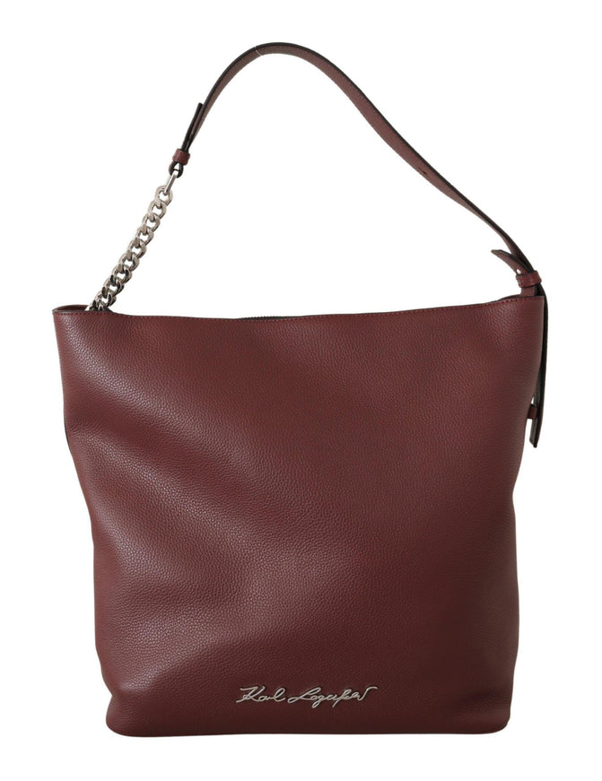 Karl Lagerfeld Wine Pebble Leather Tote Bag - Ellie Belle