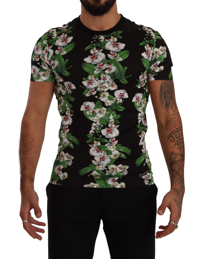 Dolce & Gabbana Black Floral Print Crewneck T-shirt - Ellie Belle