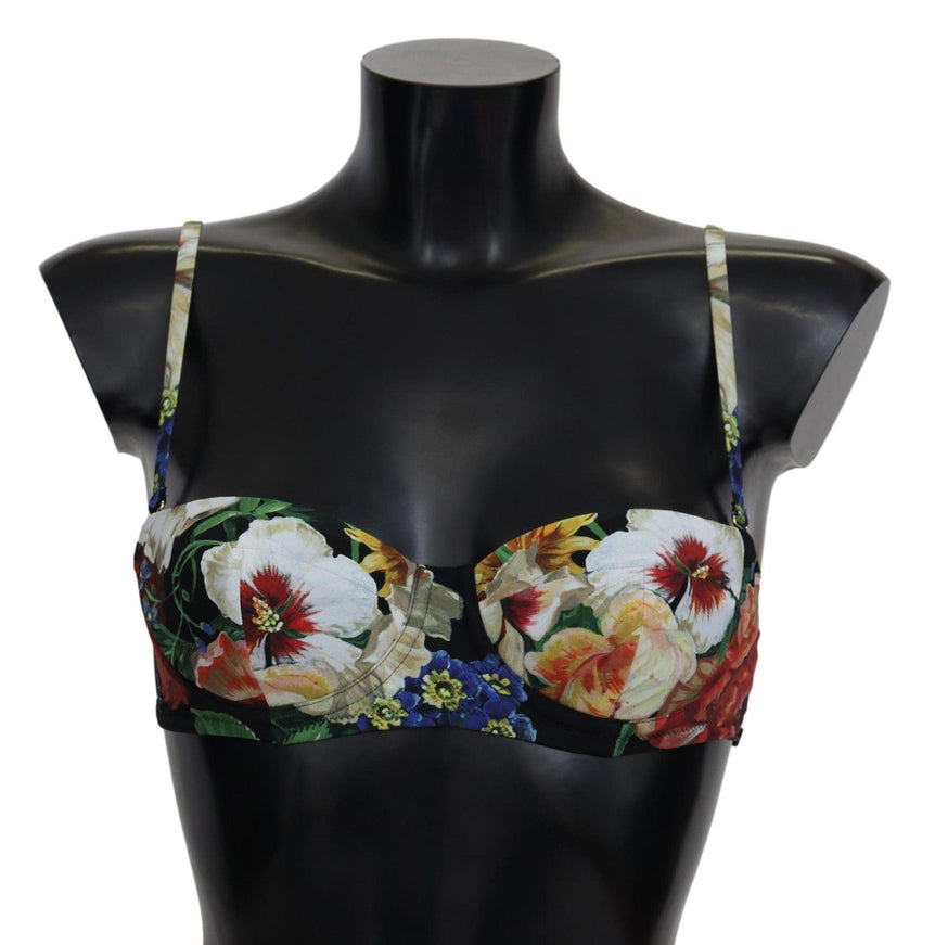 Dolce & Gabbana Multicolor Floral Print Swimwear Bikini Tops - Ellie Belle