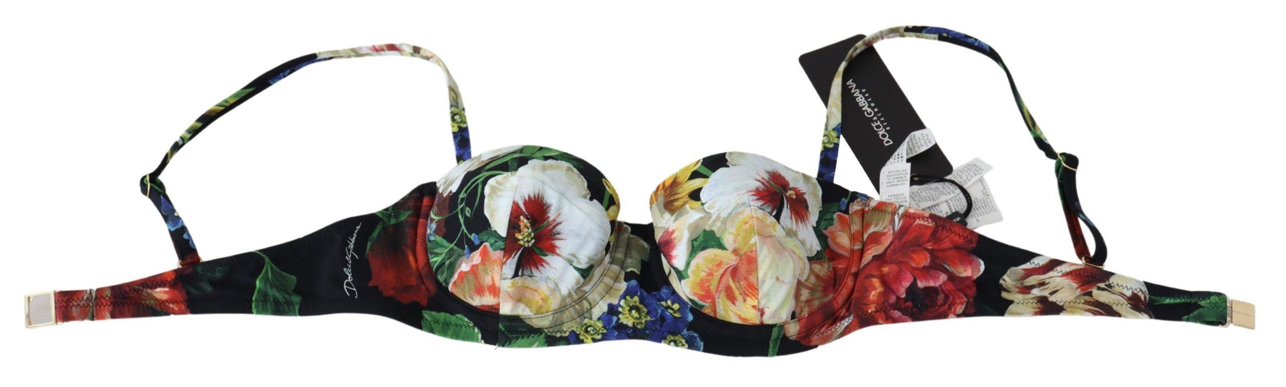 Dolce & Gabbana Multicolor Floral Print Swimwear Bikini Tops - Ellie Belle