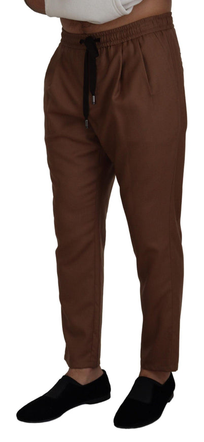 Dolce & Gabbana Brown Cashmere Men Drawstring Jogger Pants - Ellie Belle