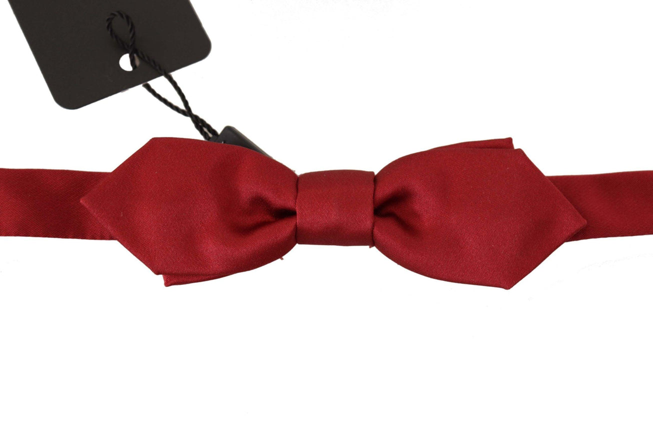 Dolce & Gabbana Red 100% Silk Slim Adjustable Neck Papillon Bow Tie - Ellie Belle