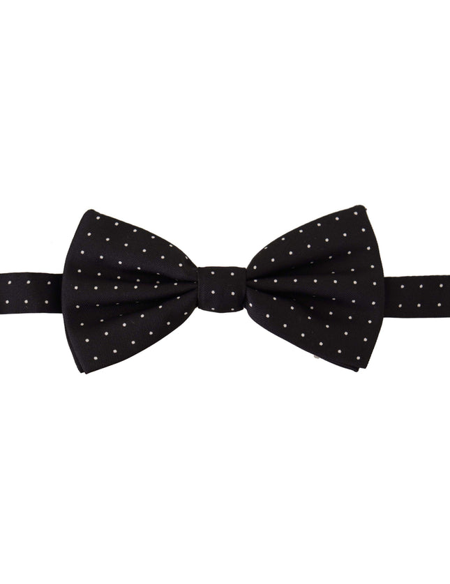 Dolce & Gabbana Black White Polka Dot 100% Silk Neck Papillon Tie - Ellie Belle