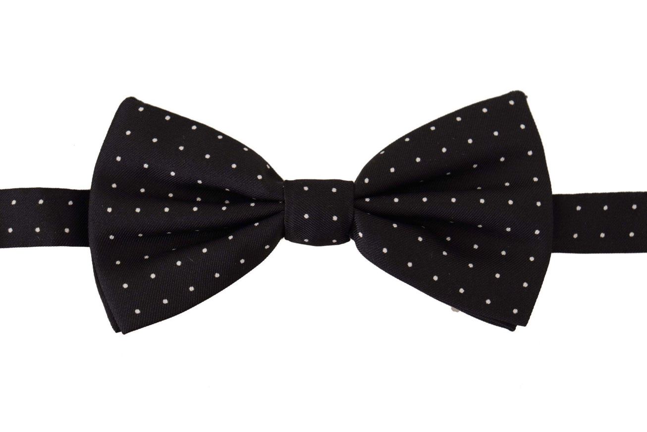 Dolce & Gabbana Black White Polka Dot 100% Silk Neck Papillon Tie - Ellie Belle