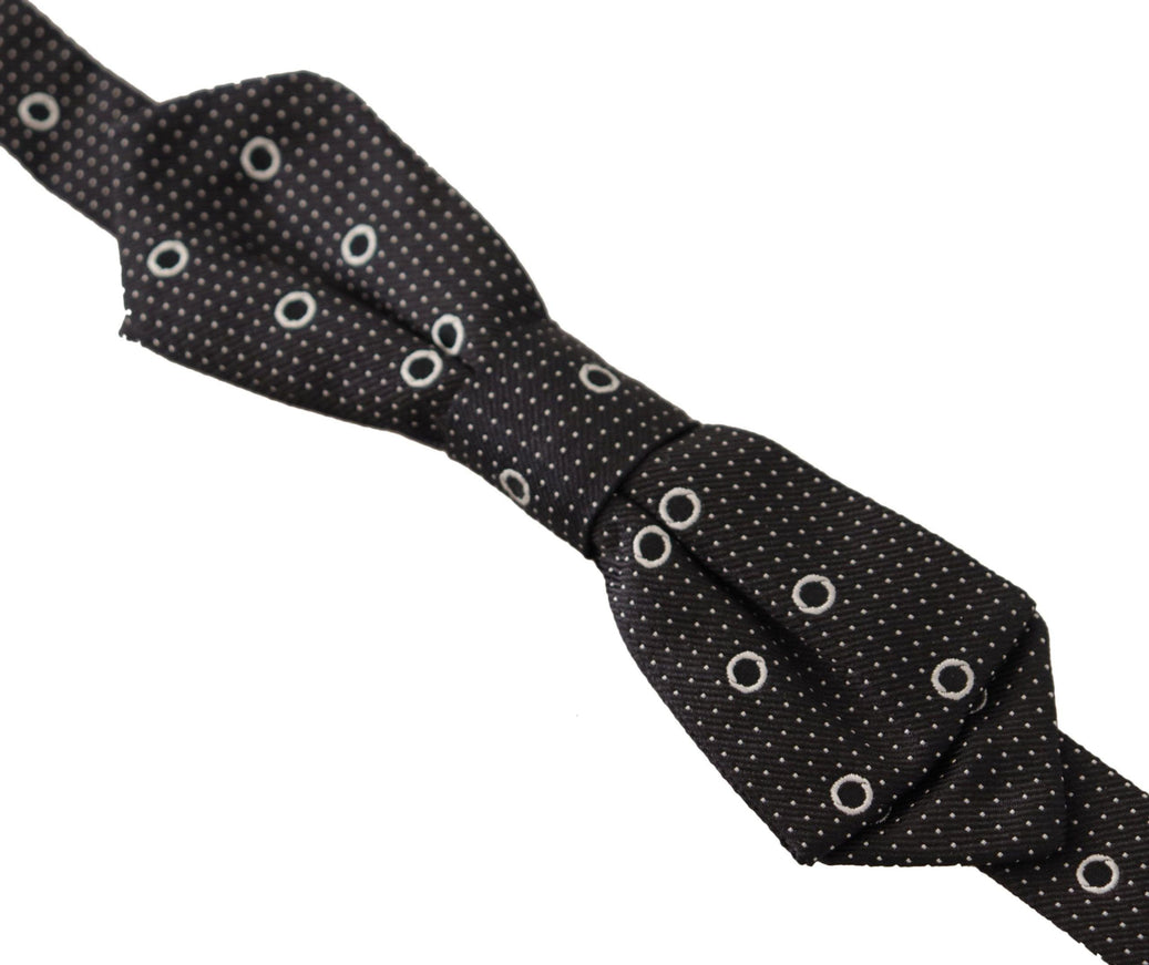 Dolce & Gabbana Black White Polka Dot 100% Silk Neck Papillon Tie - Ellie Belle