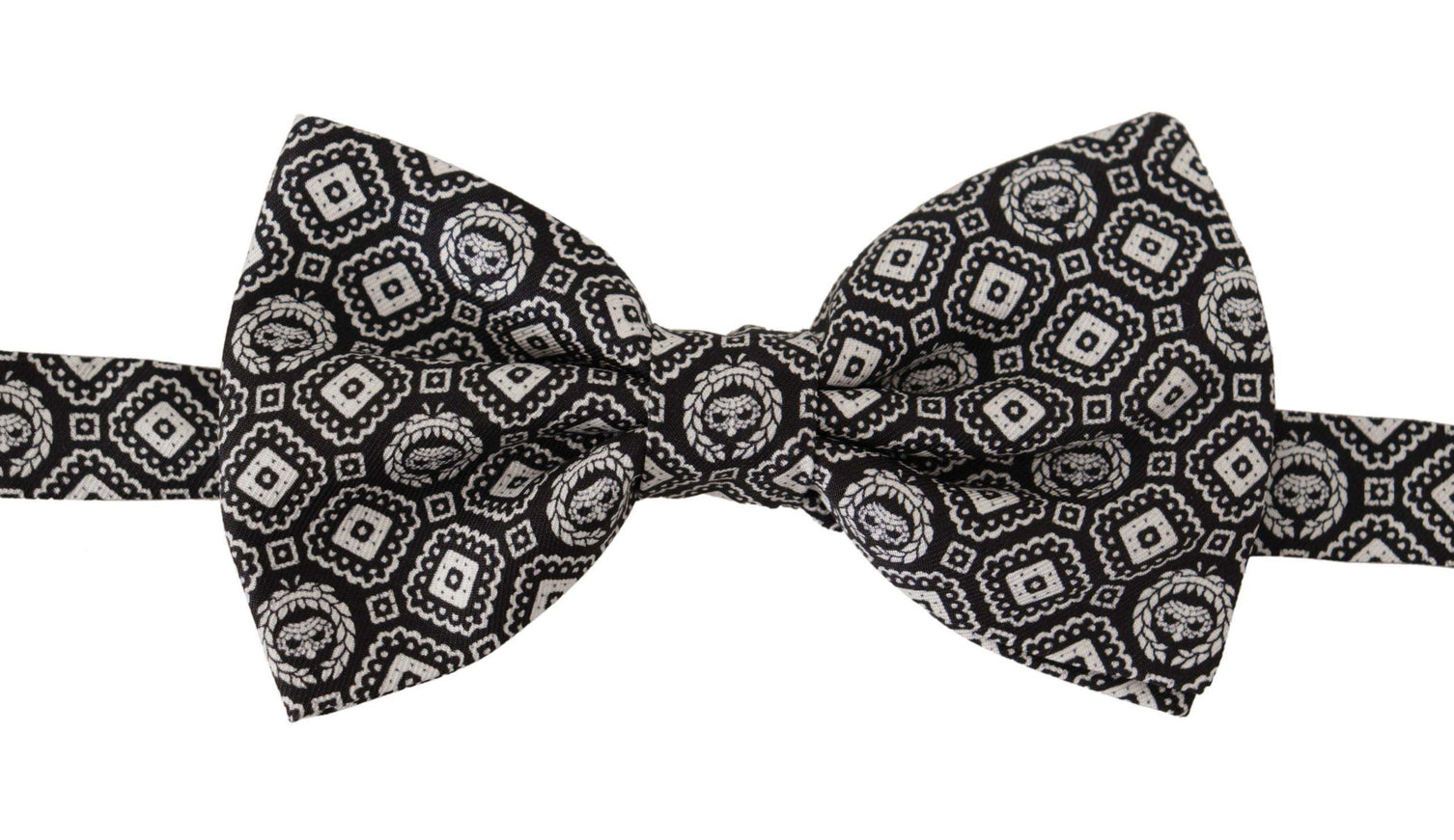 Dolce & Gabbana Black white 100% Silk Adjustable Neck Papillon Tie - Ellie Belle