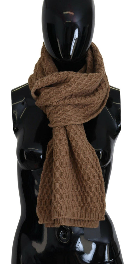 Dolce & Gabbana Dark Brown Wrap Shawl Knitted Camel Scarf - Ellie Belle