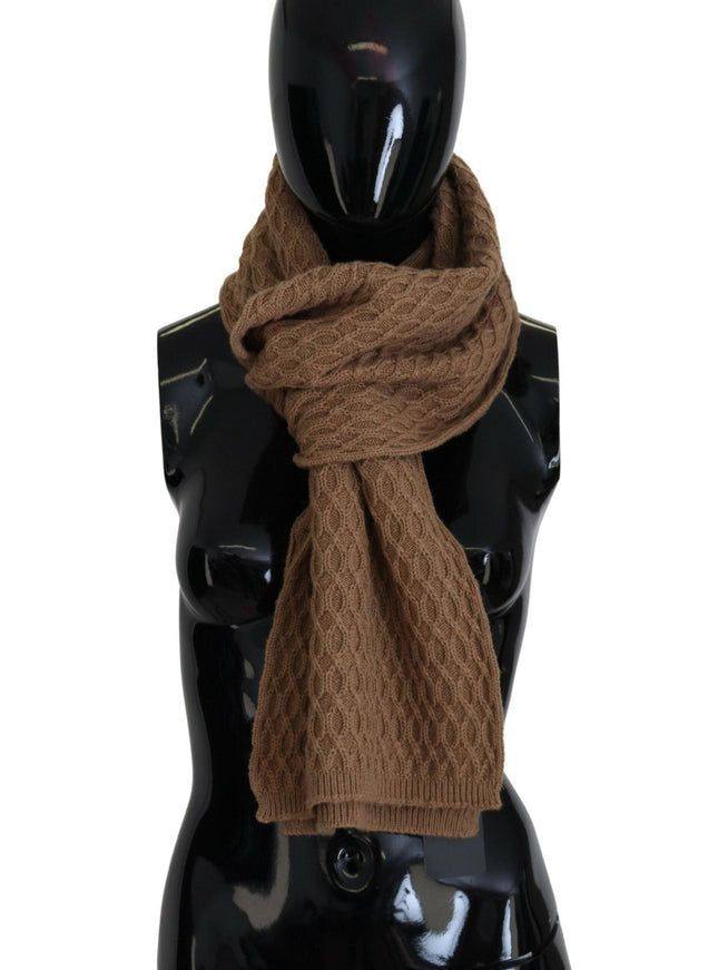 Dolce & Gabbana Dark Brown Wrap Shawl Knitted Camel Scarf - Ellie Belle