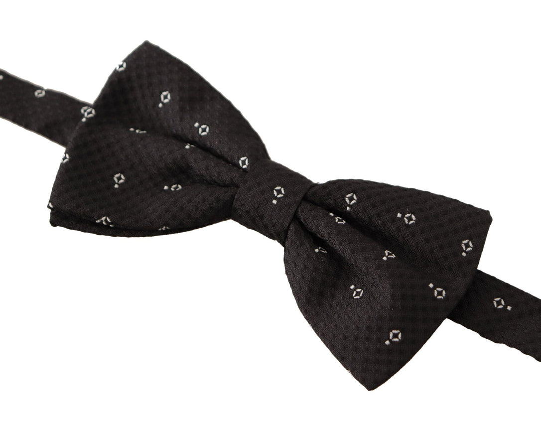 Dolce & Gabbana Black White Polka Dot 100% Silk Neck Papillon Tie - Ellie Belle