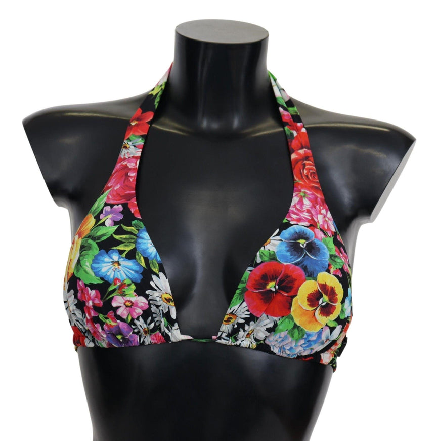 Dolce & Gabbana Multicolor Floral Print Swimwear Bikini Tops - Ellie Belle