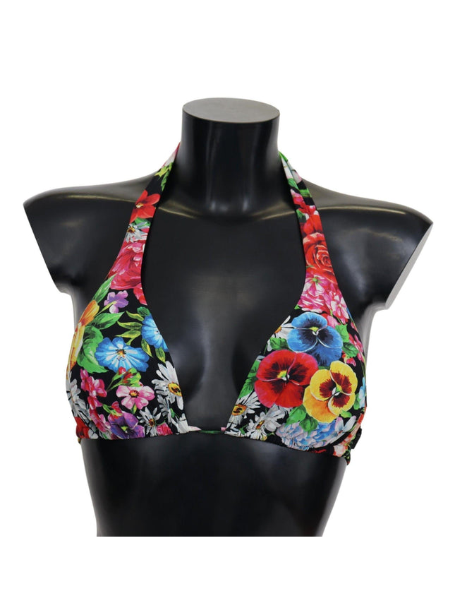 Dolce & Gabbana Multicolor Floral Print Swimwear Bikini Tops - Ellie Belle
