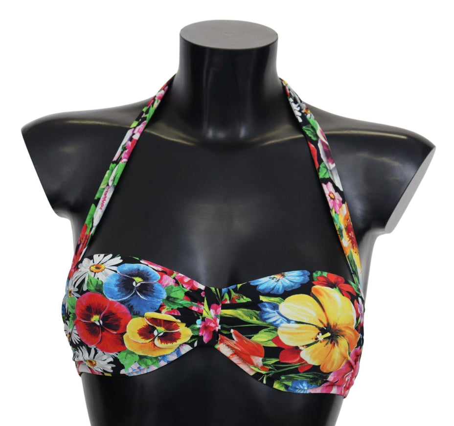 Dolce & Gabbana Multicolor Floral Print Swimwear Bikini Tops - Ellie Belle