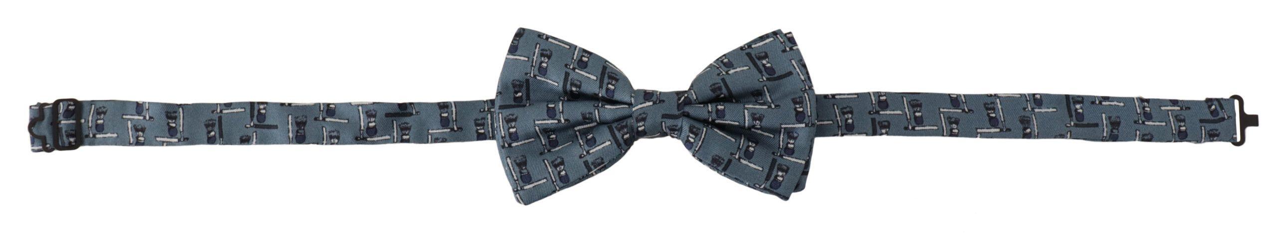 Dolce & Gabbana Blue 100% Silk Adjustable Neck Papillon Bow Tie - Ellie Belle