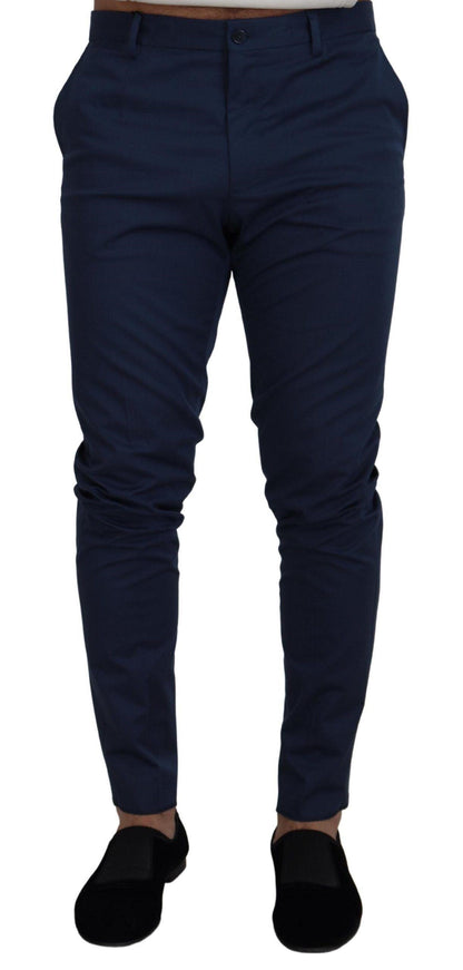 Dolce & Gabbana Blue Stretch Cotton Slim Trousers Chinos Pants - Ellie Belle