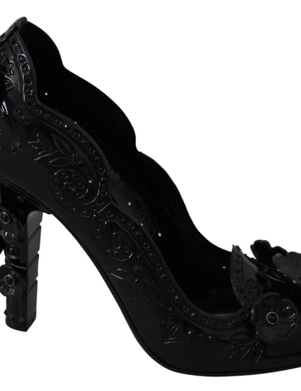 Dolce & Gabbana Black Floral Crystal CINDERELLA Heels Shoes - Ellie Belle