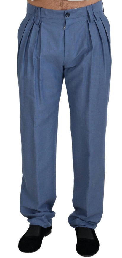 Dolce & Gabbana Blue Linen Cotton Slim Trousers Chinos Pants - Ellie Belle