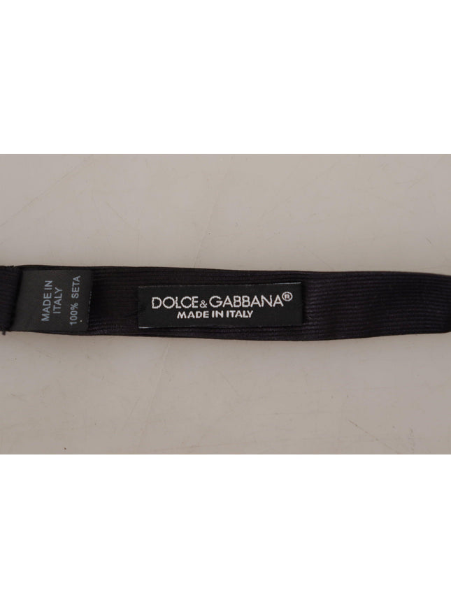 Dolce & Gabbana Black 100% Silk Adjustable Neck Papillon Tie - Ellie Belle