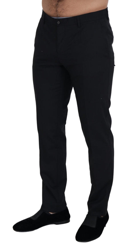 Dolce & Gabbana Black Wool Chino Formal Pants - Ellie Belle